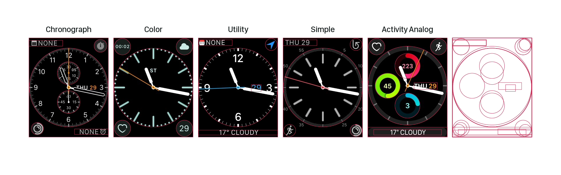 WatchOS analog grid